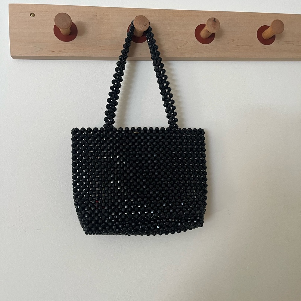 Susan Alexandra Black Beaded Tote with Red Cherry Motif - Picture 5 of 5